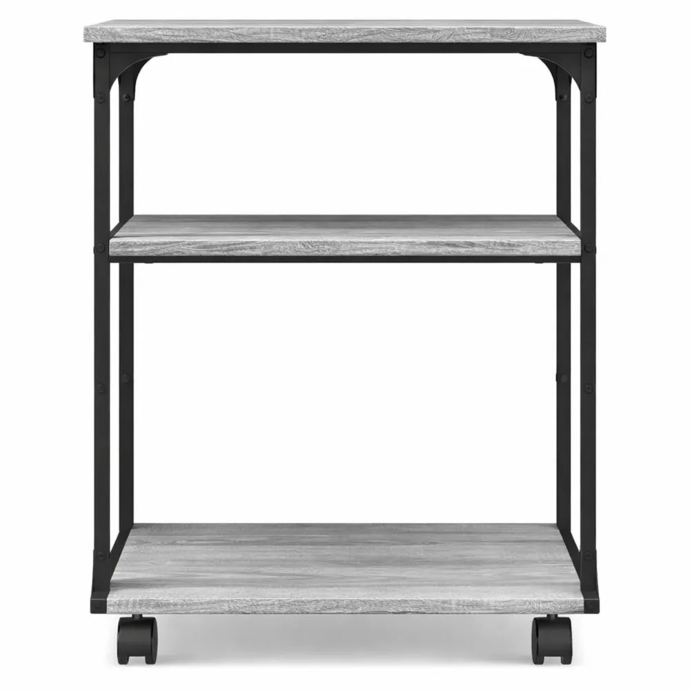 Chariot d'imprimante à 3 niveaux avec roulettes, gris