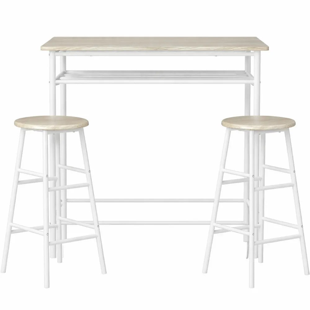 Ensemble table de bar avec tabourets et étagère en métal, style industriel, pour salle à manger ou cuisine