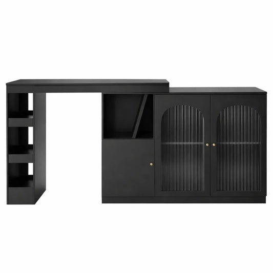 Table de bar rotative moderne et multifonctionnelle avec porte en verre