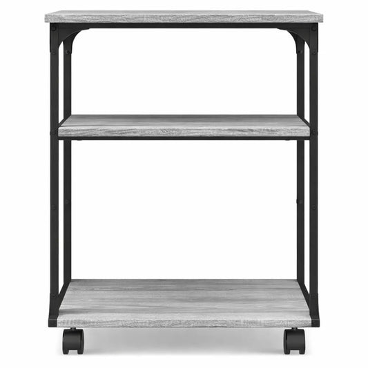 Chariot d'imprimante à 3 niveaux avec roulettes, gris