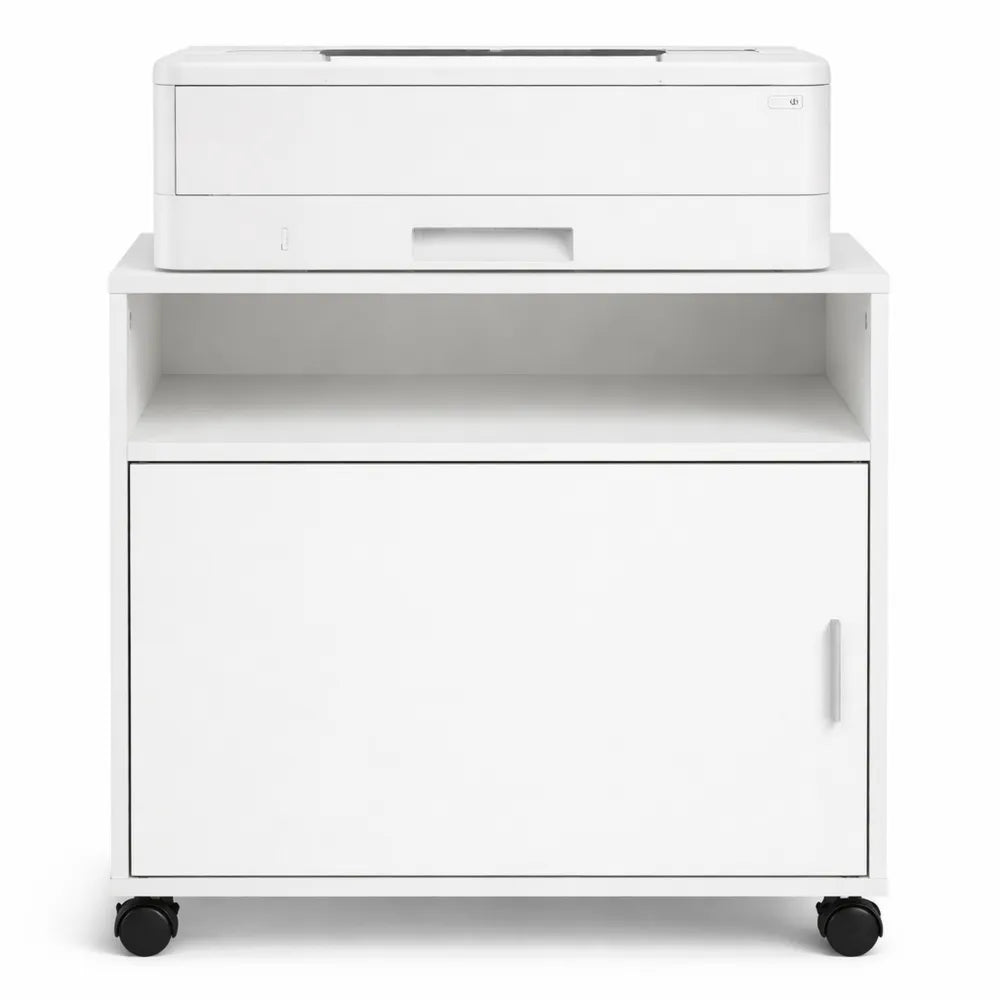 Armoire de Bureau avec Compartiments et Porte, Blanc, 57 x 48 x 34 cm