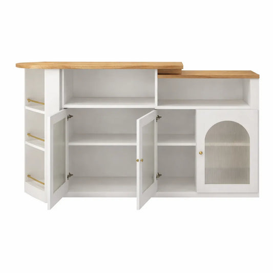 Table haute extensible avec rangement intégré et étagères réglables