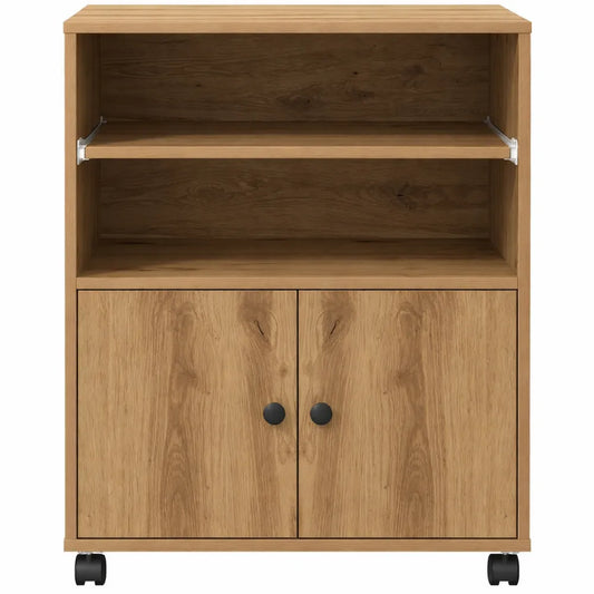 Chariot mobile pour imprimante avec roulettes en chêne 60x48x74 cm