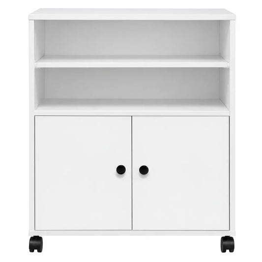 Chariot mobile pour imprimante avec roulettes, meuble de bureau blanc 60x48x74 cm