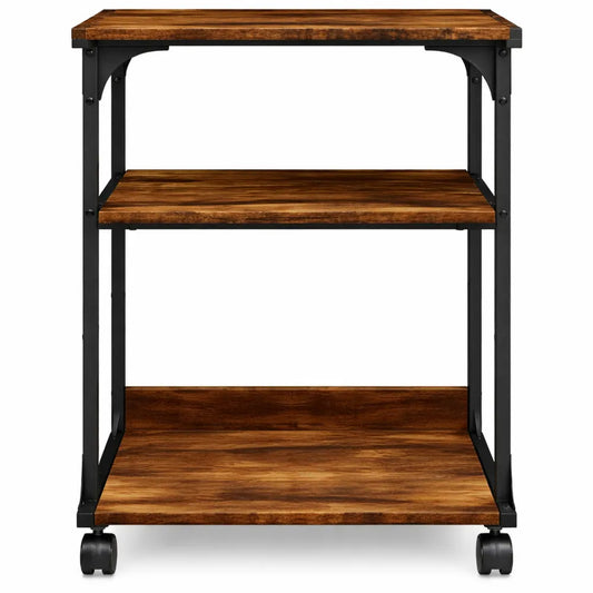 Chariot mobile pour imprimante, meuble de bureau à 3 niveaux, chêne fumé