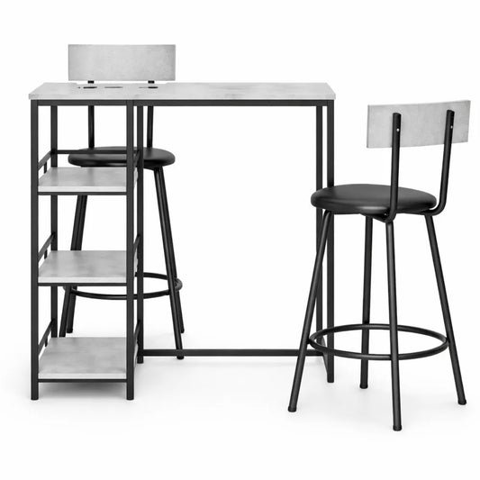 Table de bar avec étagères et tabourets pour cuisine