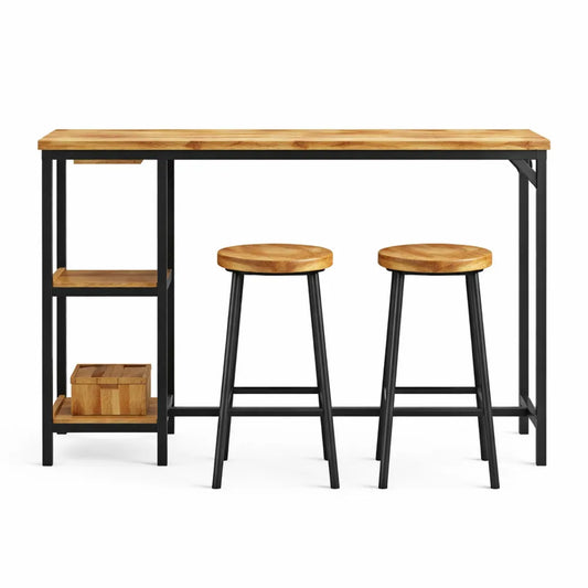 Table Haute Multifonction avec Tabourets et Rangement