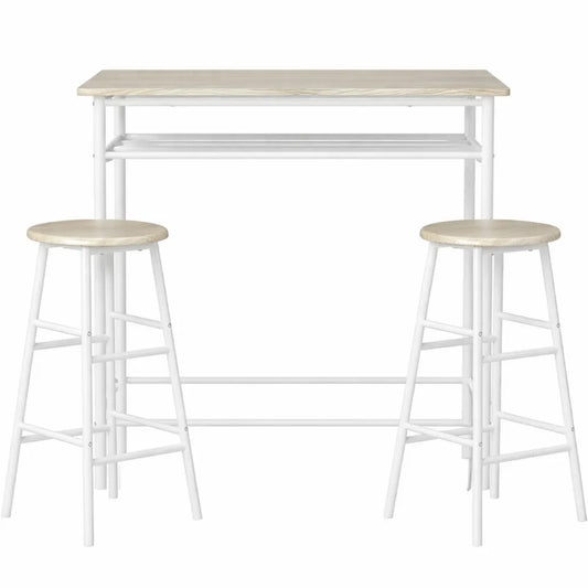 Ensemble table de bar avec tabourets et étagère en métal, style industriel, pour salle à manger ou cuisine