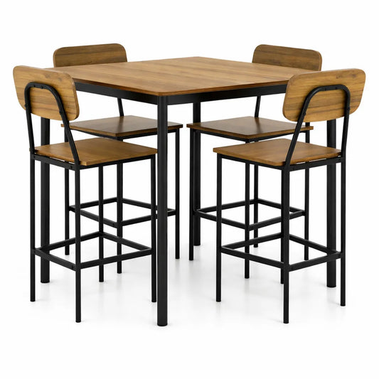 Table Haute avec Chaises pour 4 Personnes, Design Compact Cuisine et Bar
